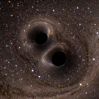 Симуляция слияния двух черных дыр