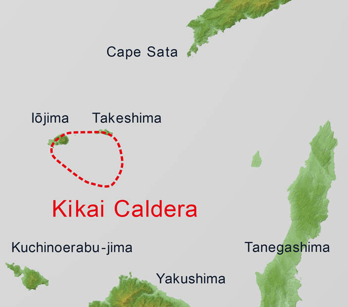 Рис. 2. Контуры кальдеры Кикай