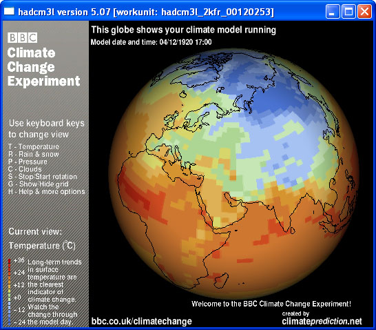 Скриншот программы Climate Change Experiment