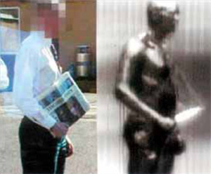 Рис. 2. Пример применения терагерцевого излучения в системах безопасности. Нож, невидимый в оптической части спектра, становится видимым в терагерцевом диапазоне. Фото с сайта www.jlab.org