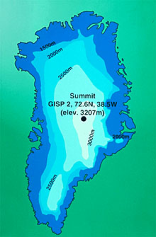 Место бурения по проекту GISP2. Рис. с сайта www.ngdc.noaa.gov