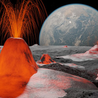 Лунная поверхность в период вулканической активности