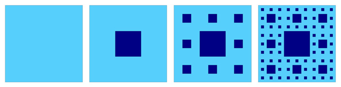 Рис. 2. Первые шаги построения ковра Серпинского